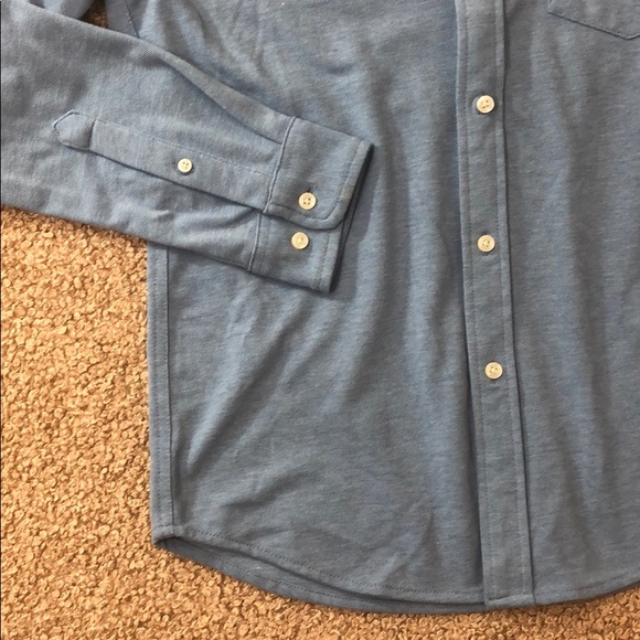 🏆GOODFELLOW LS Knit Button-Down Shirt Cyber Blue - Picture 4 of 8